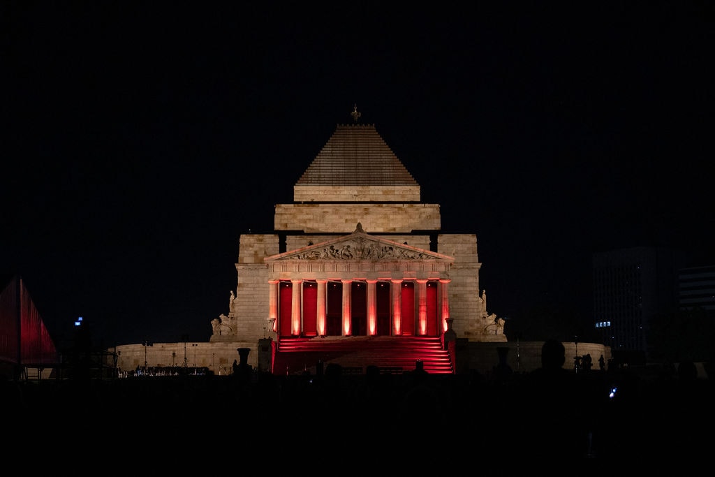 The Parachute Landing team at the Shrine of Remembrance, Anzac Day 2026