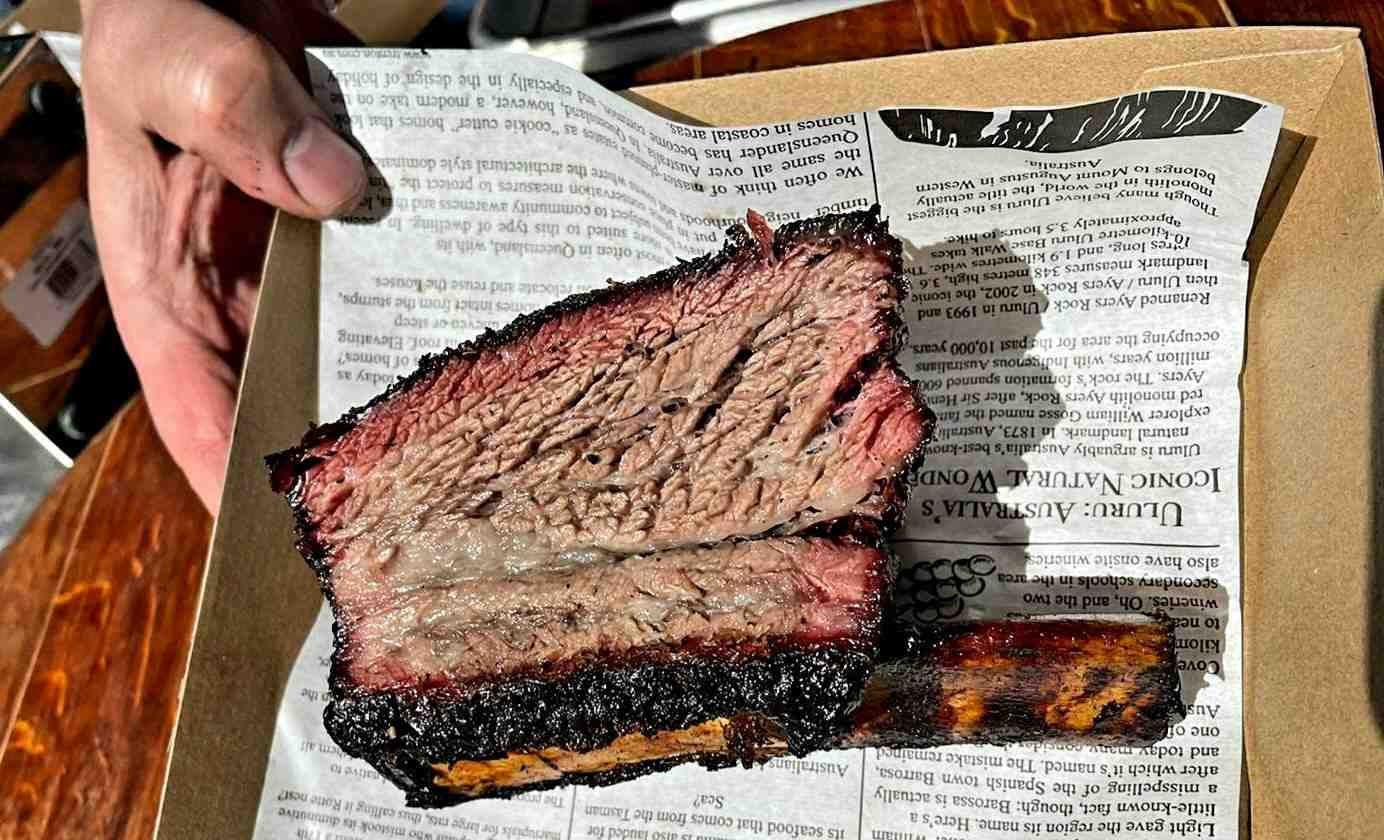 12-hour smoked Meat Hammer beef rib on butcher paper